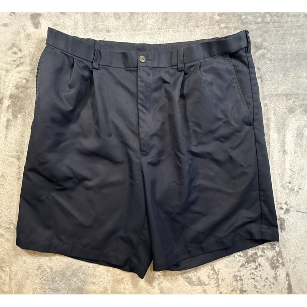Haggar Men's Black Pleated Dress Shorts Size 38 Polyester Classic Casual Golf